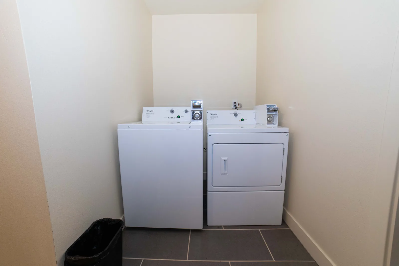 Washer and dryer in the upstairs laundry room at the East 54th Street shared housing home